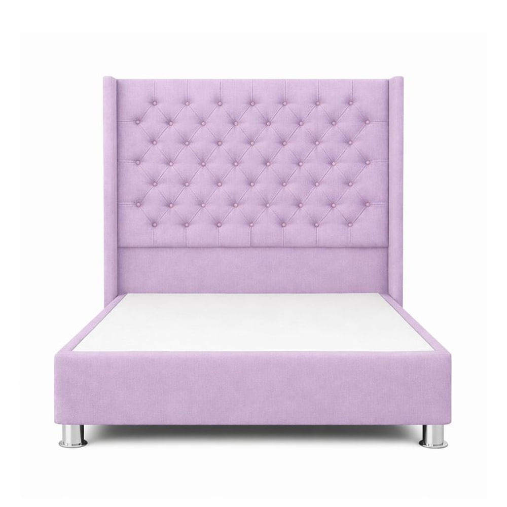 Cama Tapizada Confort Capitoné Cromo Lila 2 Plz