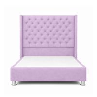 Cama Tapizada Confort Capitoné Cromo Lila 1.5 Plz