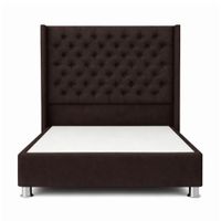 Cama Tapizada Confort Capitoné Cromo Chocolate 1.5 Plz