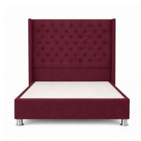 Cama Tapizada Confort Capitoné Cromo Guinda 2 Plz