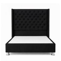 Cama Tapizada Confort Capitoné Cromo Negro 2 Plz