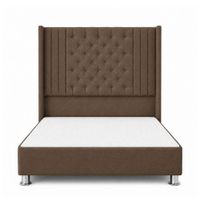 Cama Tapizada Confort Aurora Capitoné Cromo Marrón 1.5 Plz