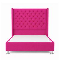 Cama Tapizada Confort Capitoné Cromo Fucsia 2 Plz