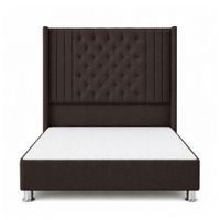 Cama Tapizada Confort Aurora Capitoné Cromo Chocolate 2 Plz