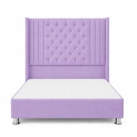 Cama Tapizada Confort Aurora Capitoné Cromo Lila 2 Plz