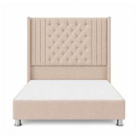 Cama Tapizada Confort Aurora Capitoné Cromo Beige 1.5 Plz