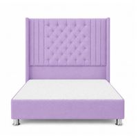 Cama Tapizada Confort Aurora Capitoné Cromo Lila 1.5 Plz