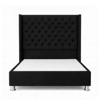 Cama Tapizada Confort Capitoné Cromo Negro 1.5 Plz