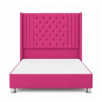Cama Tapizada Confort Aurora Capitoné Cromo Fucsia 1.5 Plz