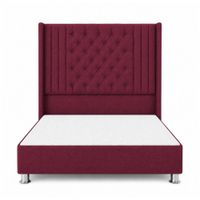 Cama Tapizada Confort Aurora Capitoné Cromo Guinda 1.5 Plz