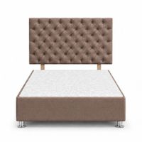 Cama Tapizada Aria Cromo Capitoné Marrón 1.5 Plz