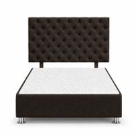 Cama Tapizada Aria Cromo Capitoné Chocolate 1.5 Plz