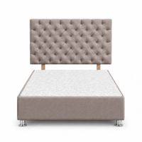 Cama Tapizada Aria Cromo Capitoné Tabaco 1.5 Plz