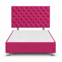 Cama Tapizada Aria Cromo Capitoné Fucsia 1.5 Plz