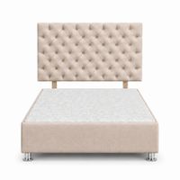 Cama Tapizada Aria Cromo Capitoné Beige 1.5 Plz