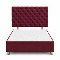 Cama Tapizada Aria Cromo Capitoné Guinda 2 Plazas