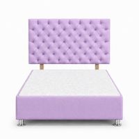 Cama Tapizada Aria Cromo Capitoné Lila 1.5 Plz