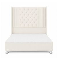 Cama Tapizada Confort Aurora Capitoné Cromo Ivory 2 Plz