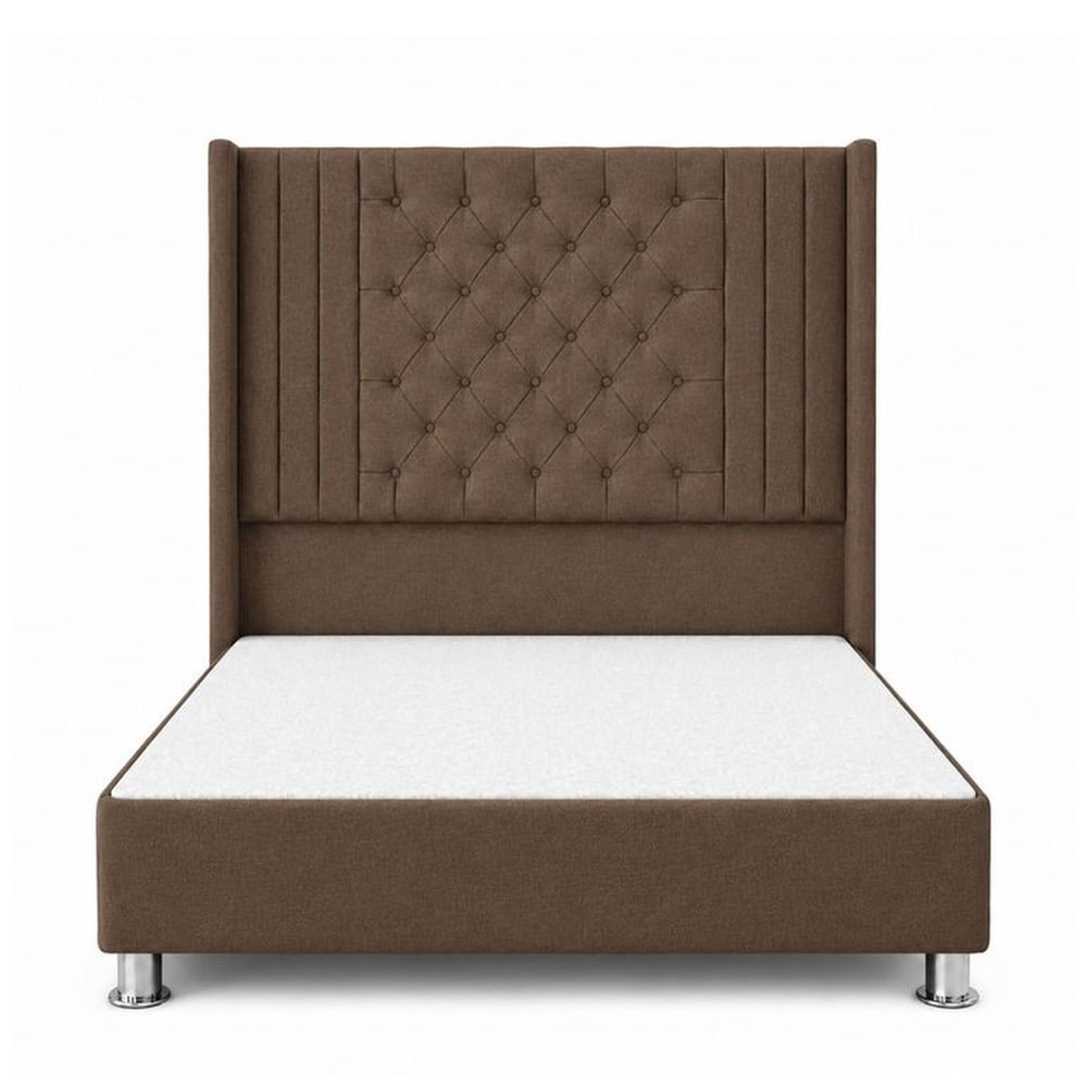 Cama Tapizada Confort Aurora Capitoné Cromo Marrón 2 Plz
