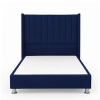 Cama Tapizada Confort Lineal Cromo Azul 1.5 Plz
