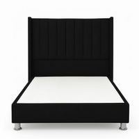 Cama Tapizada Confort Lineal Cromo Negro 1.5 Plz
