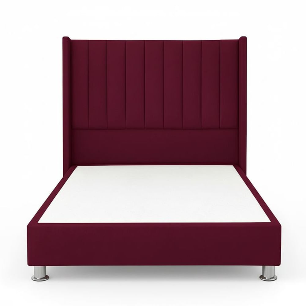 Cama Tapizada Confort Lineal Cromo Guinda 1.5 Plz
