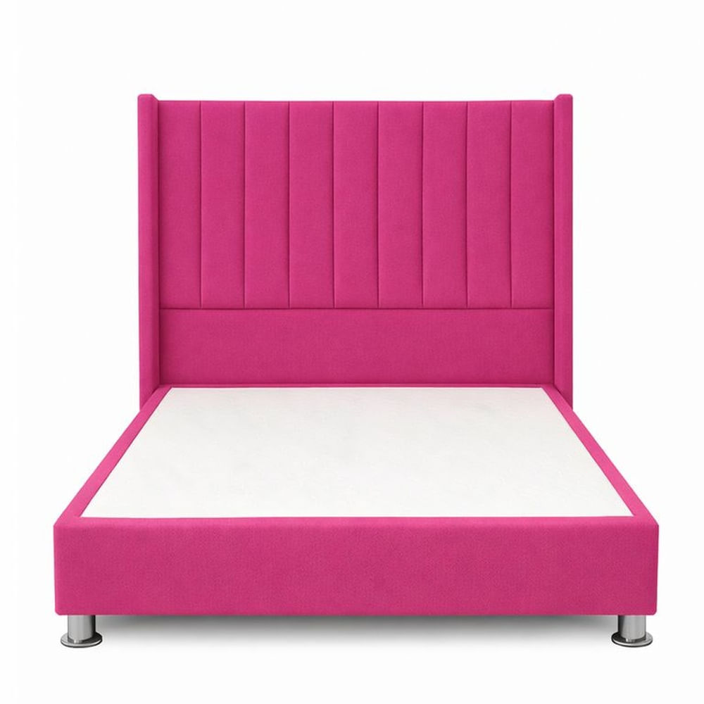 Cama Tapizada Confort Lineal Cromo Fucsia 1.5 Plz