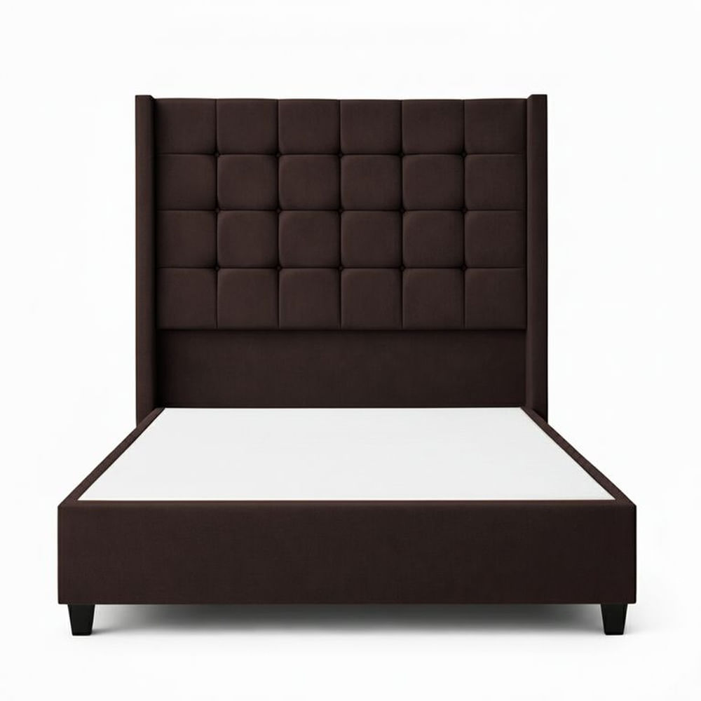 Cama Tapizada Confort Cubo Chocolate 1.5 Plz