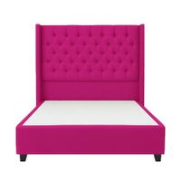 Cama Tapizada Confort Capitoné Fucsia 1.5 Plz