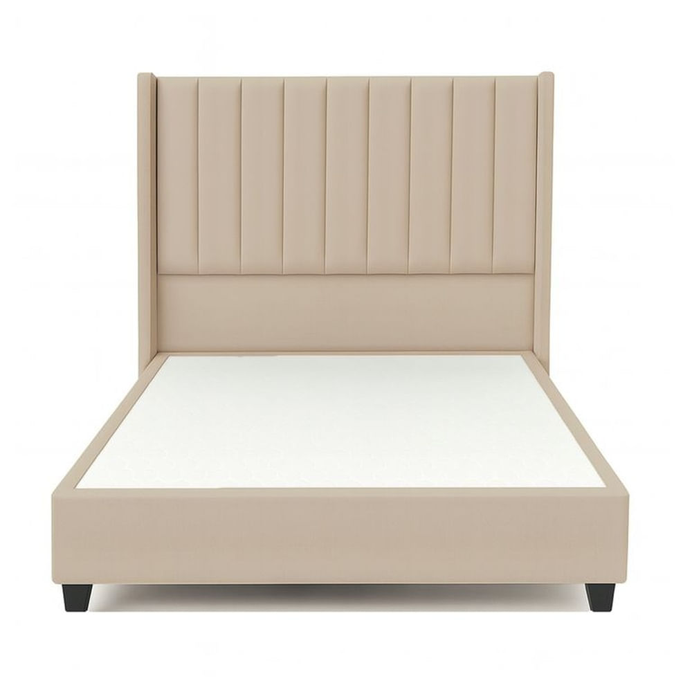 Cama Tapizada Confort Lineal Beige 2 Plazas