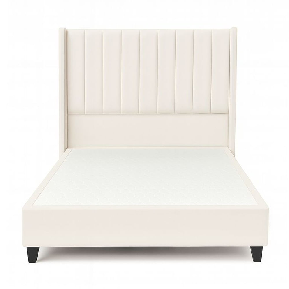 Cama Tapizada Confort Lineal Ivory 2 Plazas