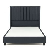 Cama Tapizada Confort Lineal Gris Oscuro 2 Plazas