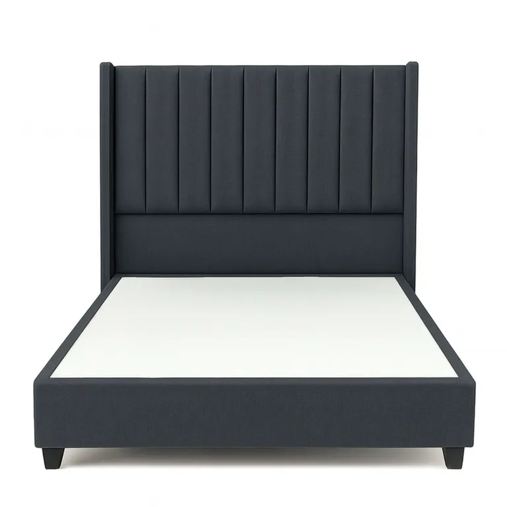 Cama Tapizada Confort Lineal Gris Oscuro 2 Plazas