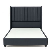 Cama Tapizada Confort Lineal Gris Oscuro 1.5 Plz