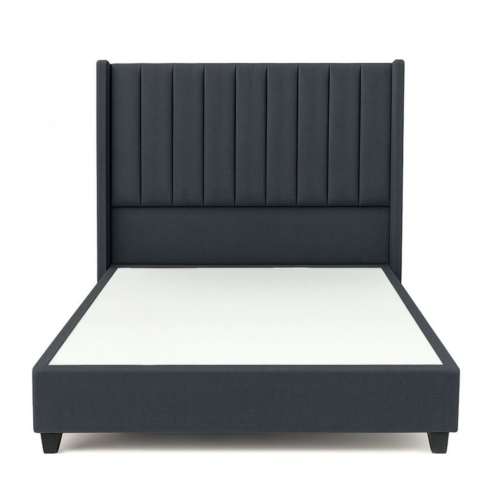 Cama Tapizada Confort Lineal Gris Oscuro 1.5 Plz