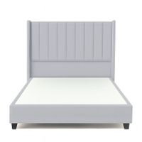 Cama Tapizada Confort Lineal Gris Claro 1.5 Plz