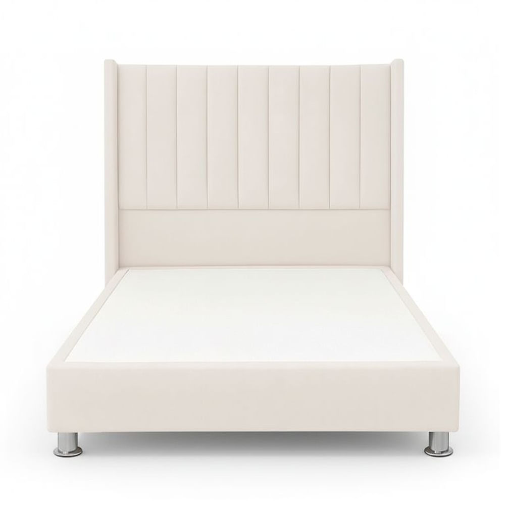Cama Tapizada Confort Lineal Cromo Ivory 1.5 Plz
