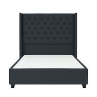 Cama Tapizada Confort Capitoné Gris Oscuro 1.5 Plz