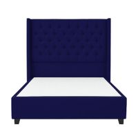 Cama Tapizada Confort Capitoné Azul 1.5 Plz