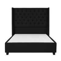 Cama Tapizada Confort Capitoné Negro 2 Plazas