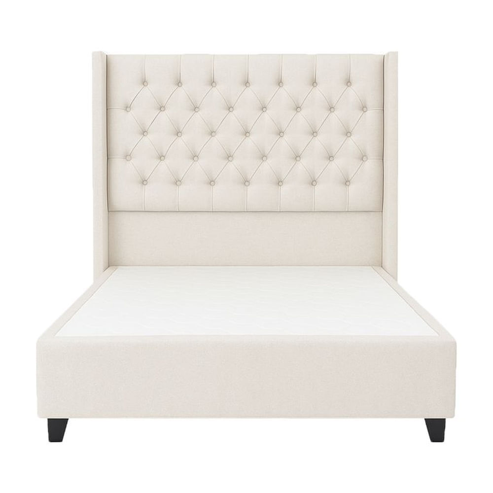 Cama Tapizada Confort Capitoné Ivory 2 Plazas