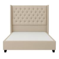Cama Tapizada Confort Capitoné Beige 2 Plazas