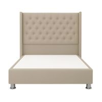 Cama Tapizada Confort Capitoné Cromo Beige 2 Plz