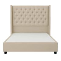 Cama Tapizada Confort Capitoné Beige 1.5 Plz