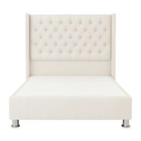 Cama Tapizada Confort Capitoné Cromo Ivory 1.5 Plz