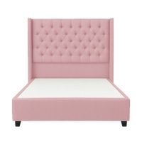 Cama Tapizada Confort Capitoné Rosado 1.5 Plz