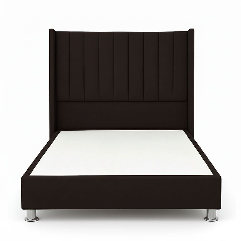 Cama Tapizada Confort Lineal Cromo Chocolate 1.5 Plz