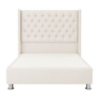 Cama Tapizada Confort Capitoné Cromo Ivory 2 Plz