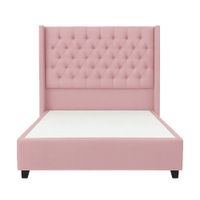 Cama Tapizada Confort Capitoné Rosado 2 Plazas