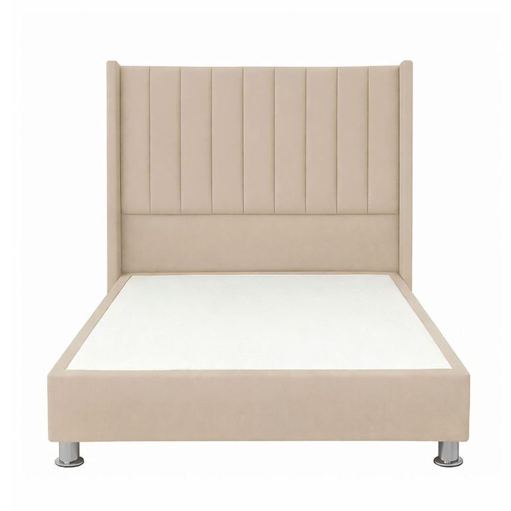 Cama Tapizada Confort Lineal Cromo Beige 2 Plz